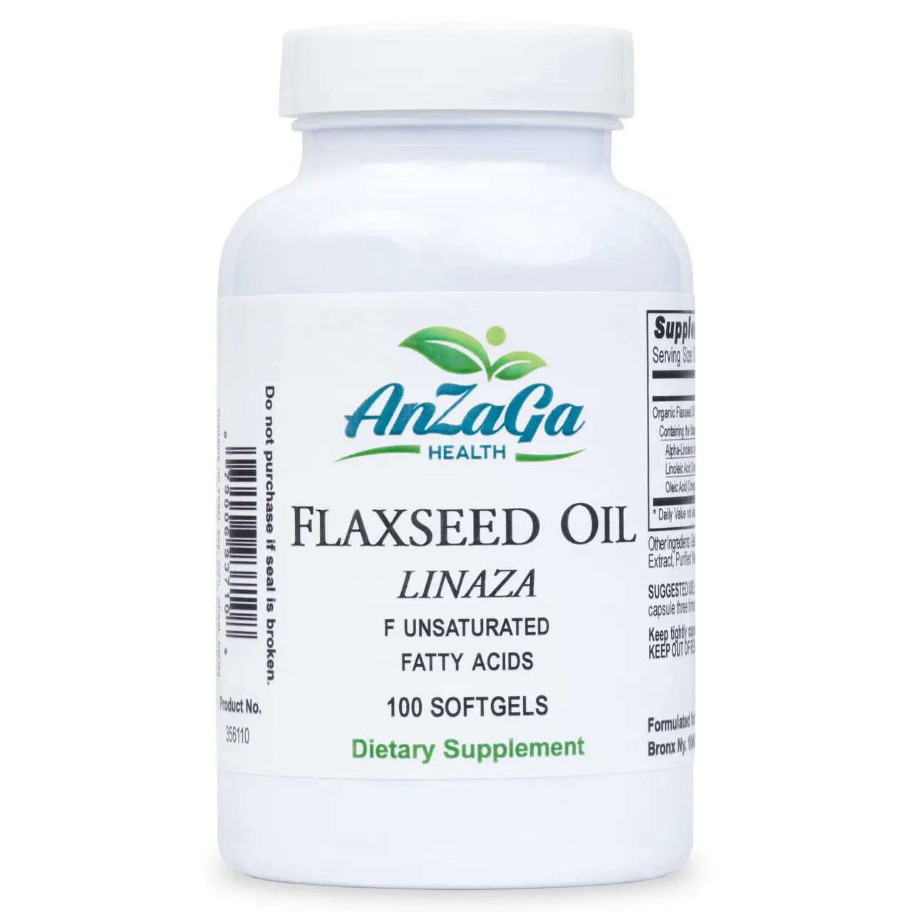 Anzaga Flax Seed Oil Organic Softgels - Aceite de Linaza Organico anzagard.com